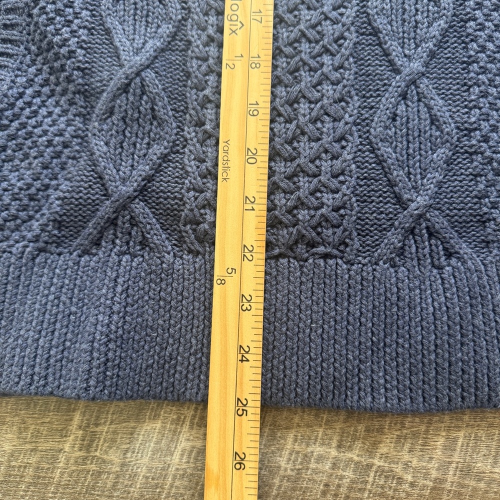 LL Bean Signature Sweater Women L Blue Cotton Funnel Neck Chunky Pocket Tunic - Picture 3 of 13